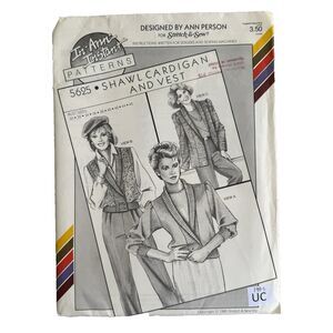 Stretch & Sew Sewing Pattern 5625 Shawl Cardigan & Vest PLUS Sizes 30-46 Bust